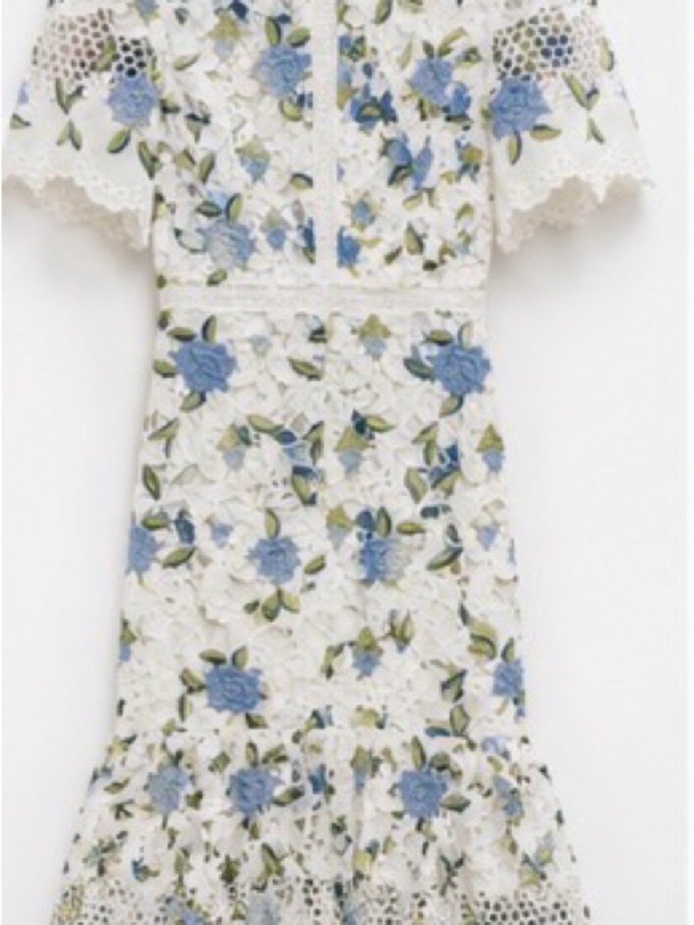 Arose Studio Blue Floral Embroidered Lace Midi Dress Garden Party NWT Small